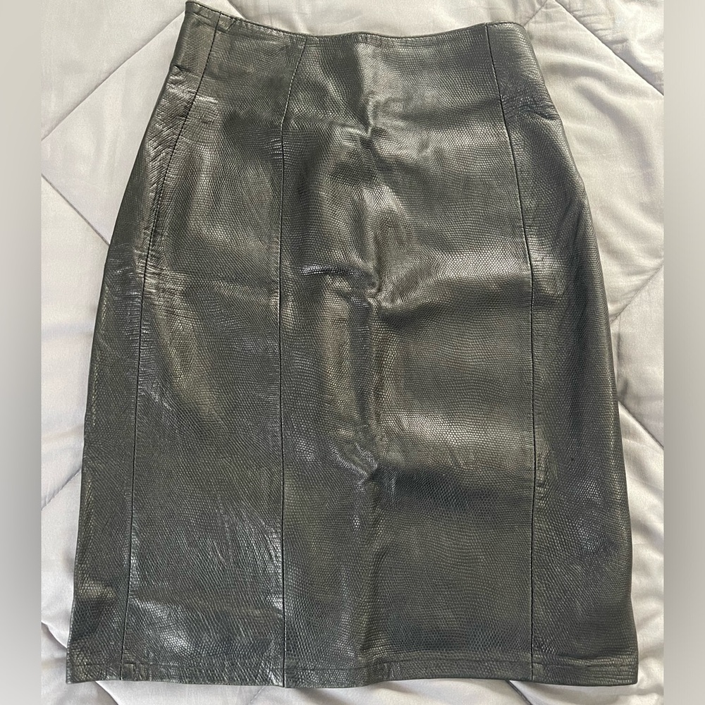 Andrew Marc Black Leather Skirt
